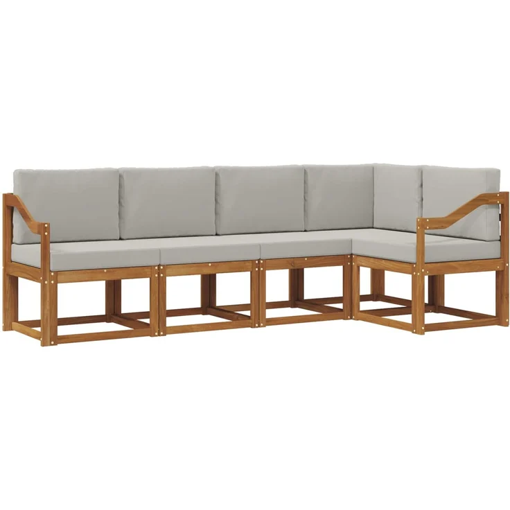 vidaXL Outdoor-Sofagarnitur 5 stk. 5-Sitzer Natur und Hellgrau 3366409 – Bild 2