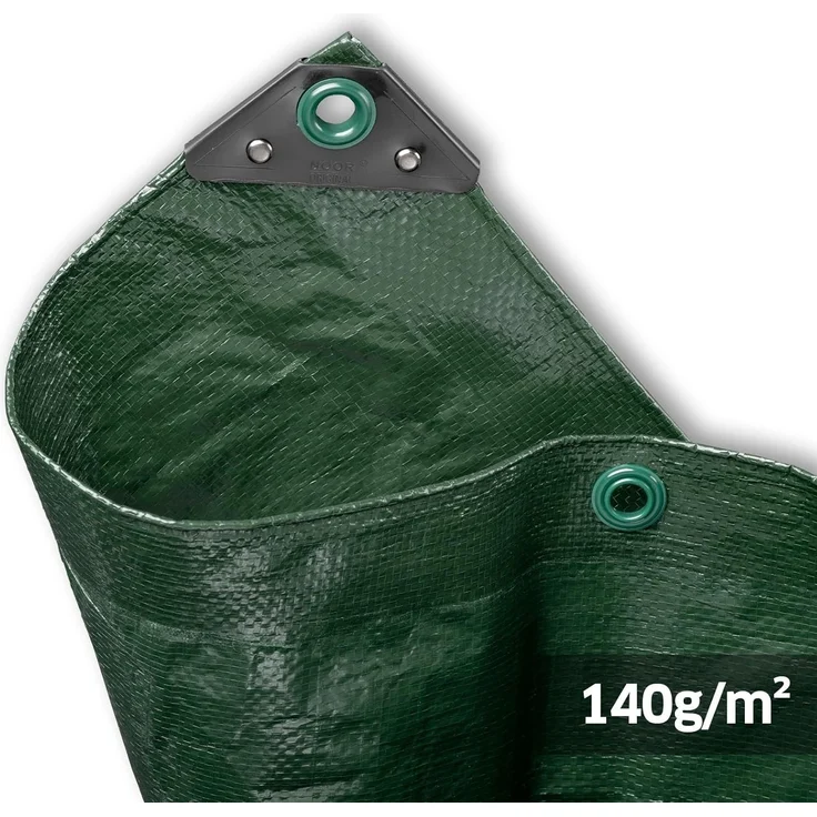 NOOR Abdeckplane Profi - 140g/m² - 8x12 m - Grün - Allzweckplane für Schutz vor Witterung - Ideal geeignet für Gartenbereich - beidseitig beschichtet, wasserfest und abwaschbar