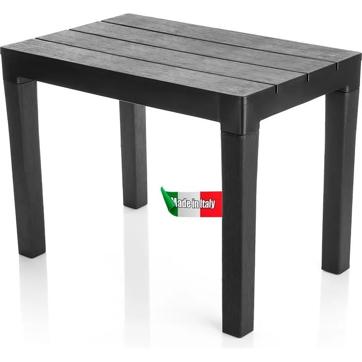 BigDean Garten Beistelltisch in Schwarz – wetterfester Campingtisch für In – und Outdoor geeignet – Kunststoff Esstisch Gartentisch Balkontisch – Made in Europa