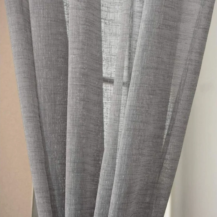 Woltu Gardine (1 St), Kräuselband, halbtransparent, mit Kräuselband Leinen Optik – Bild 2