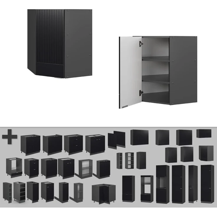 Eckhängeschrank Fame-Line Schwarz gestreift 57 cm Vicco – Bild 5