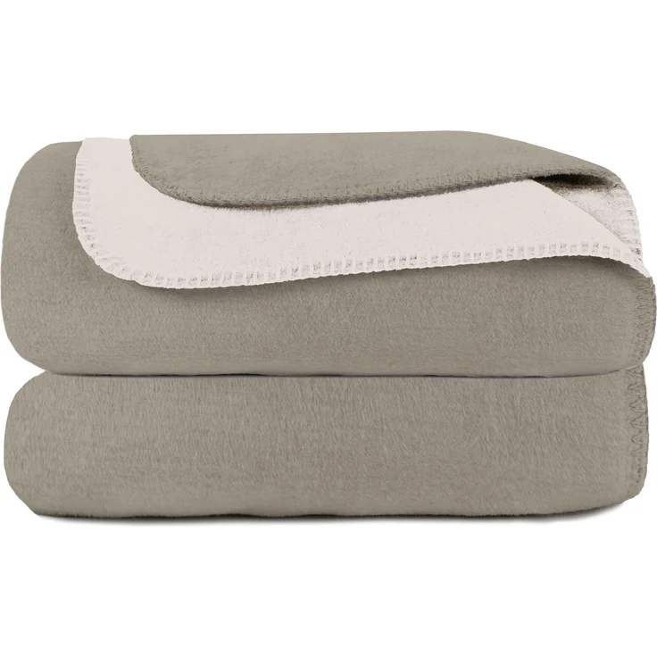 ZOLLNER Kuscheldecke in Wendeoptik, 220x240 cm, fango-creme – Bild 1