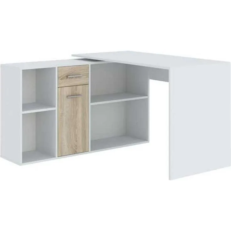 Eckschreibtisch Schreibtisch Diego 120x122x75cm weiß Sonoma Eiche