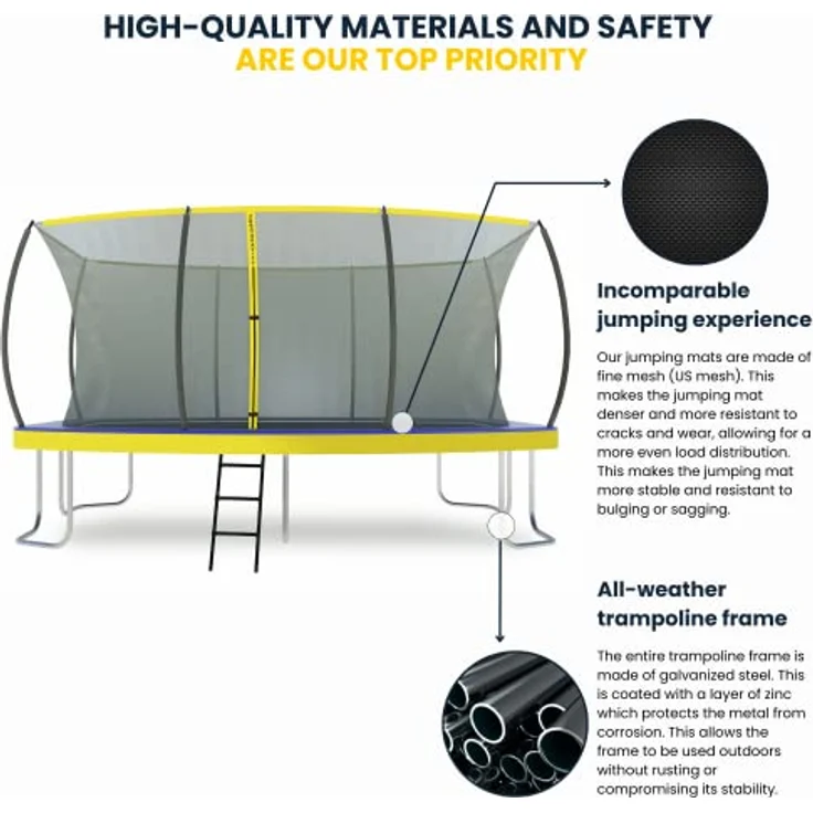 Ultima 5 Zero Gravity Trampolin 457x305cm, inkl. Leiter und Sicherheitsnetz, TÜV geprüft, für Nutzer bis 130kg – Bild 4
