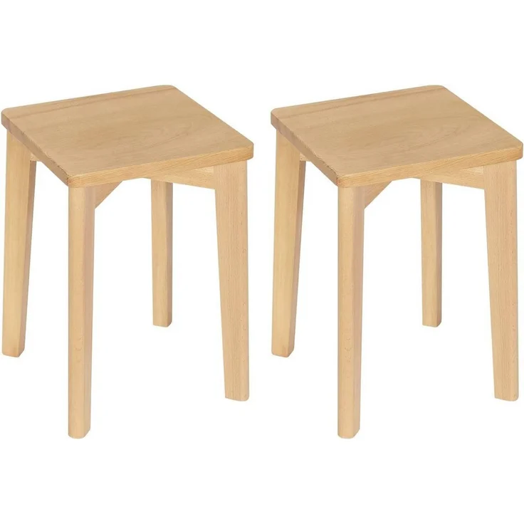 Woltu Esszimmerstuhl (2 St), Massivholz, stapelbar, ohne Lehne, Sitzhocker – Bild 2