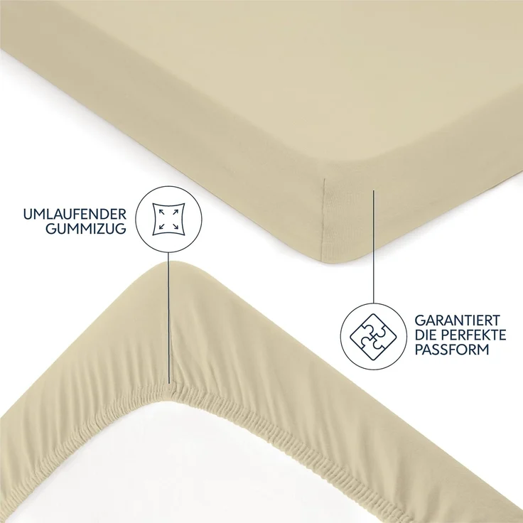 Dreamzie Premium Spannbettlaken 80x200 cm, Spannbetttuch für Dicke Matratzen bis zu 12 cm, Bettlaken 100% Jersey Baumwolle, 150 g/m², Oeko-TEX Zertifiziert - Beige – Bild 4