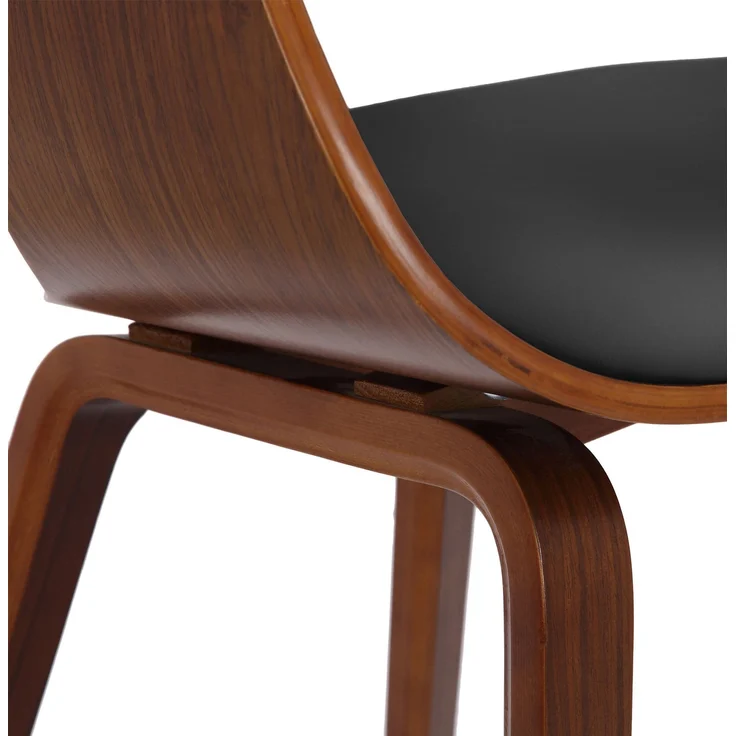 DELUKE® Besucherstuhl LONDON - 73x49x46cm, Walnuss/Schwarz Kunstleder Holz Gestell Konferenzstuhl Wartezimmerstuhl – Bild 7