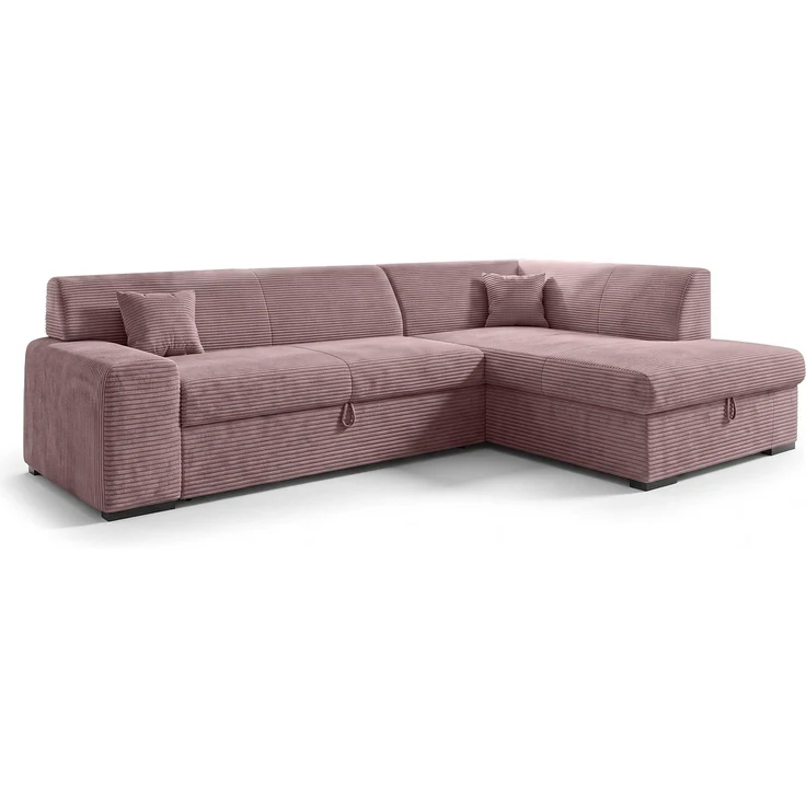 AX LIVING Rosa Sofa mit Schlaffunktion Lucera 260 cm Ecksofa Altrosa R – Bild 4