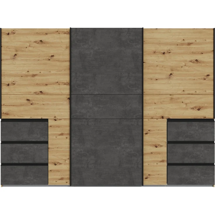 FORTE Schwebetürenschrank Schwebetürenschrank, Stauraum, 6 Schubkästen, erhältlich in 2 Dekoren – Bild 2