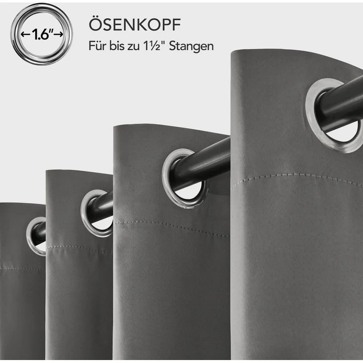 Deconovo Verdunkelungsvorhang Gardinen mit Ösen Blickdichte Vorhang Kälteschutz Schlafzimmer 2er Set, Blackout Curtain einfarbig Thermo Vorhang Verdunkelung Wärmeisolierend – Bild 2