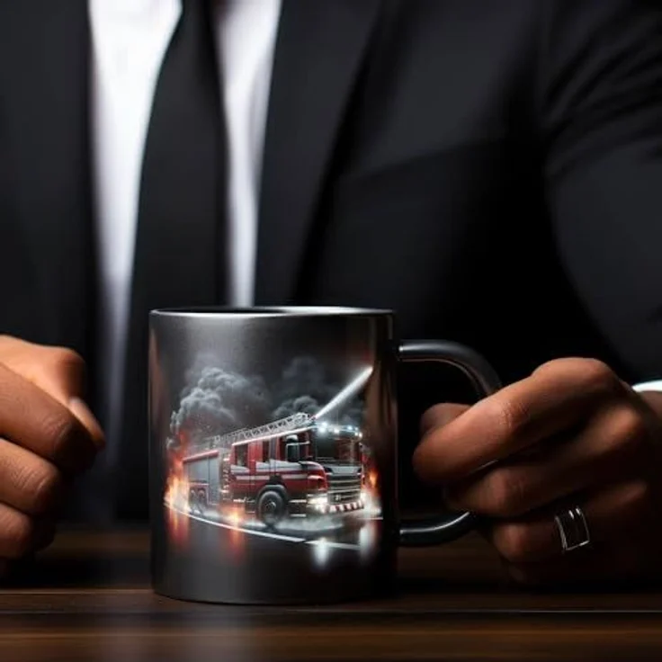 speecheese Tasse Feuerwehrfahrzeug im Einsatz Tasse in Schwarz – Bild 5