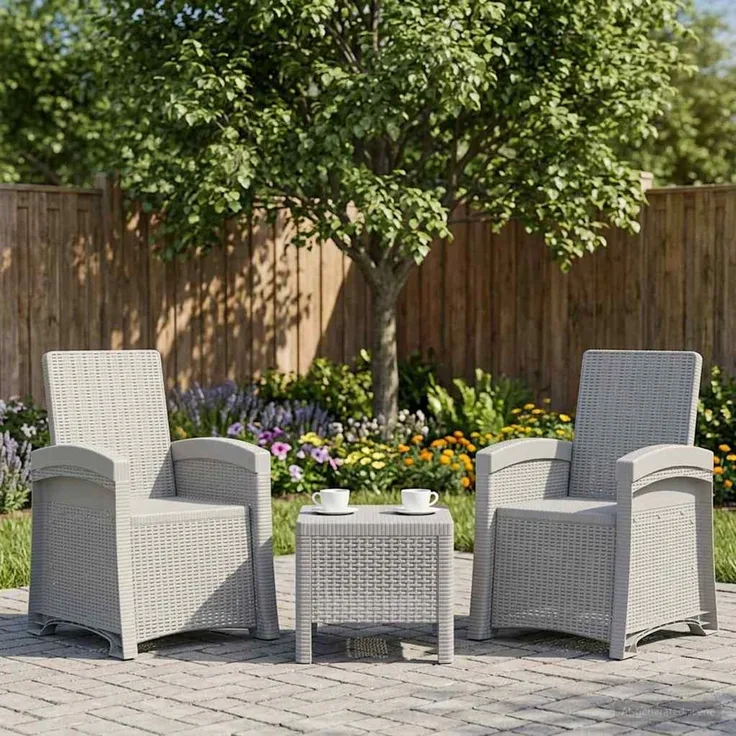 vidaXL Liegesessel Garten Rattan-Optik 2 Stk. Weiß PP 8011998