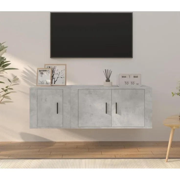 vidaXL 2-tlg. TV-Schrank-Set Betongrau Holzwerkstoff 3188410