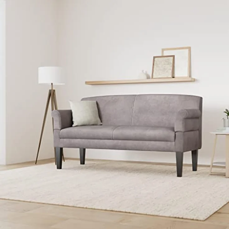 CAVADORE 3-Sitzer Küchensofa Malm, Sitzbank für Küche oder Esszimmer in Lederoptik, Inkl. Armteilverstellung, Federkern und moderner Kontrastnaht, 182 x 97 x 78, Mikrofaser: grau – Bild 11