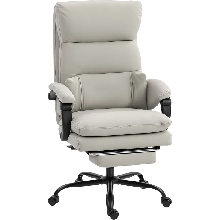 MELAYR, Bürostuhl Höhenverstellbarer Schreibtischstuhl mit Lendenwirbelstütze, Armlehne, 66 x 60 x 121 cm, Hellgrau – Bild 2