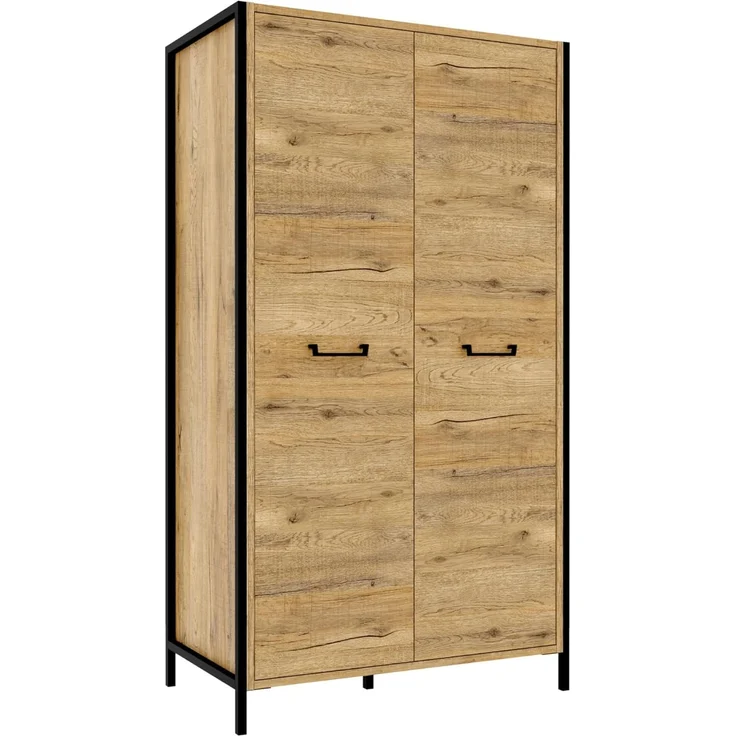 FORTE Oriental Tree Moderner Kleiderschrank 110, 2-türig, Beige/Braun, 109,1 cm B x 199,9 cm H x 62,2 cm T – Bild 4