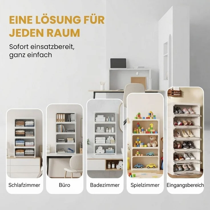 PXloue Schuhschrank kleiderschrank Kunststoff Schuhregal klappbarer mit 6 Fächern Schuhkommode Flurschrank Mehrzweckschrank – Bild 4