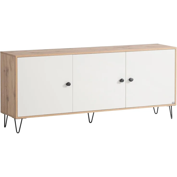 LOOKS by Wolfgang Joop Sideboard Organic, Eiche Landhaus Dekor/Cremebeige, 179,2 x 39 x 76,2 cm