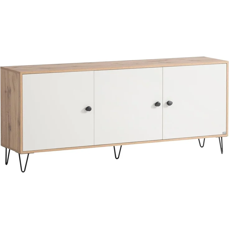 LOOKS by Wolfgang Joop Sideboard Organic, Eiche Landhaus Dekor/Cremebeige, 179,2 x 39 x 76,2 cm – Bild 1