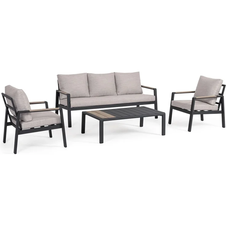 Garten-Set Elna 4er Gruppe aus Aluminium, modern gepolstert, anthrazit, inkl. Kissen – Bild 1