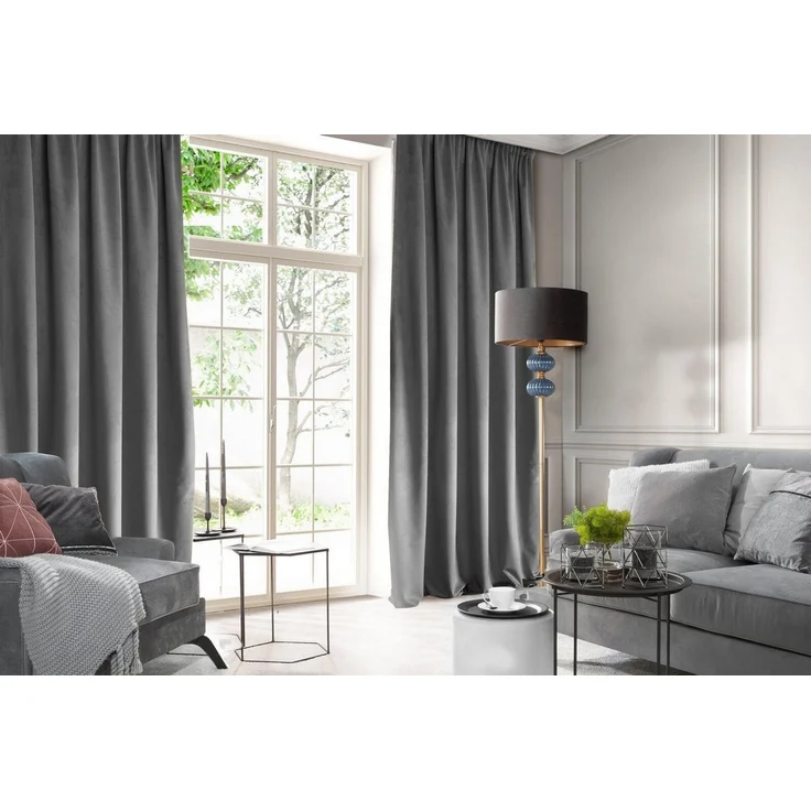 Samtvorhang Velours Vorhänge zum Wohnzimmer Prachtvoll Elegant graphit 140x270 cm Kräuselband – Bild 5