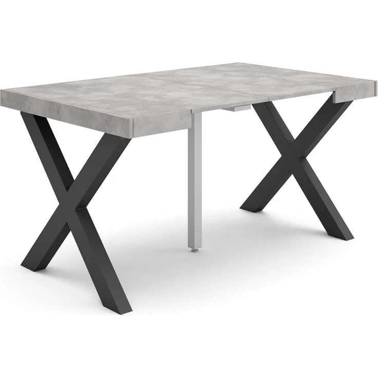 Skraut Home | Ausziehbarertisch | Multifunktionaler ausziehbarer | 140 | Für 6 Gäste | Massivholz Beine | Moderner Stil | Zement