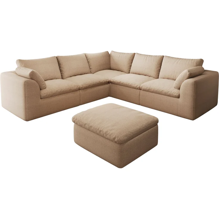 6-Sitzer Wohnlandschaft H 83 x B 245 x T 245 cm mit Leinenbezug in Khaki – Bild 5