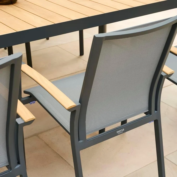 Siena Garden Velia Stapelsessel - Aluminium/Teak FSC & RANOTEX®, schwarz-grau, (T59632) – Bild 15