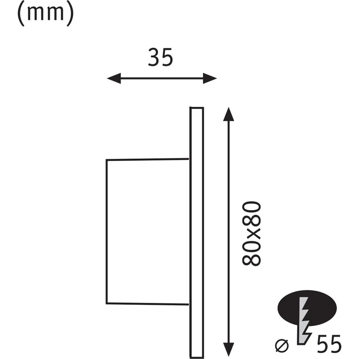 LED Wandeinbauleuchte Tsaro eckig 80x80mm 1W 80lm 230V 2700K Weiß matt – Bild 10