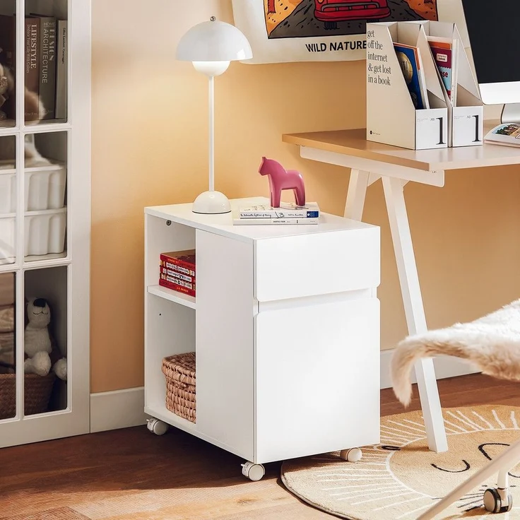 SoBuy ASK05-W Schubladenschrank Büro, MDF, Lackiert, Weiß, 45 x 59 x 45 cm – Bild 2