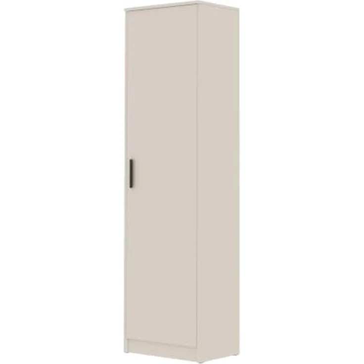 Marmex Möbel Grant 20C 1-türiger Mehrzweckschrank, Kleiderschrank mit Einlegeböden und einer ausziehbaren Kleiderstange, laminierte Spanplatte, graubeige cashmere, 52x195x40 cm – Bild 4