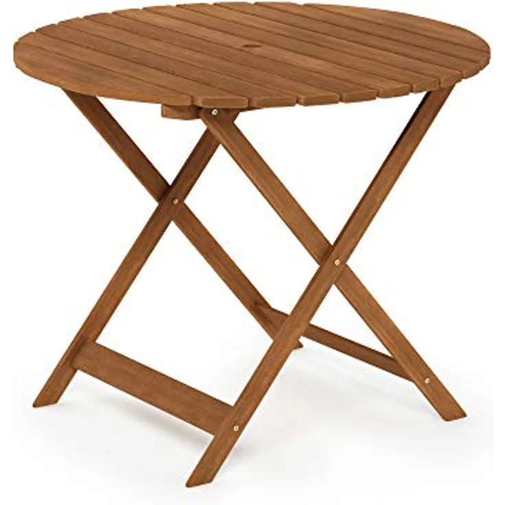 Furinno Tioman Outdoor Klapptisch mit Sonnenschirmloch, Natur, 89,92 x 89,92 x 72,39 cm – Bild 5