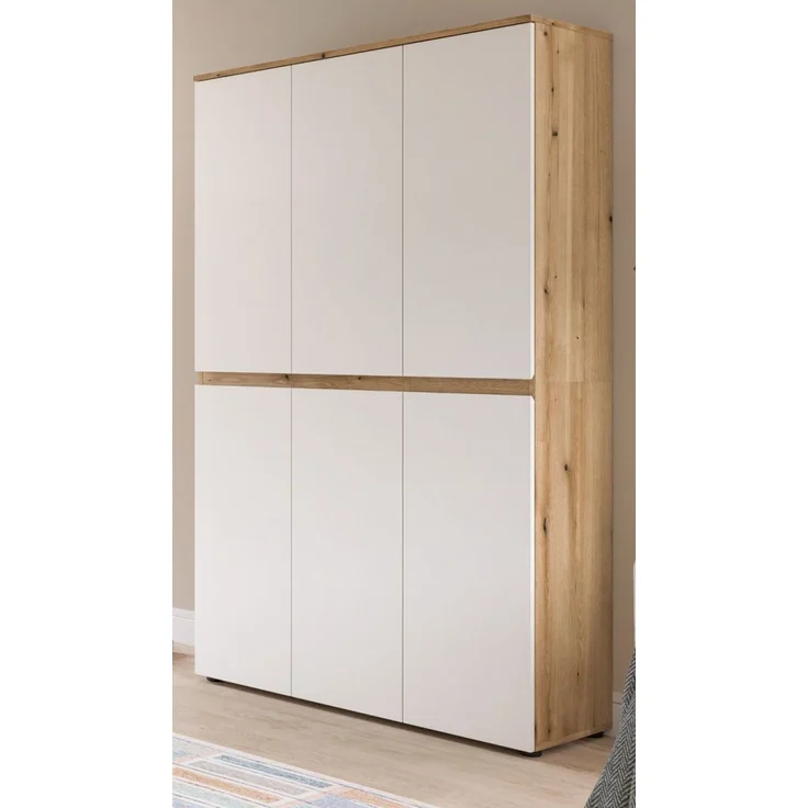 Mehrzweckschrank Assino in weiß und Eiche 105x175 cm – Bild 1