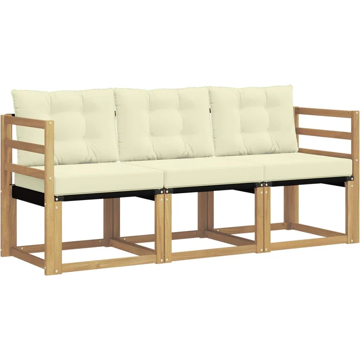 vidaXL Outdoor-Sofagarnitur 3 stk. 3-Sitzer Weiß und Creme 3389152 – Bild 2