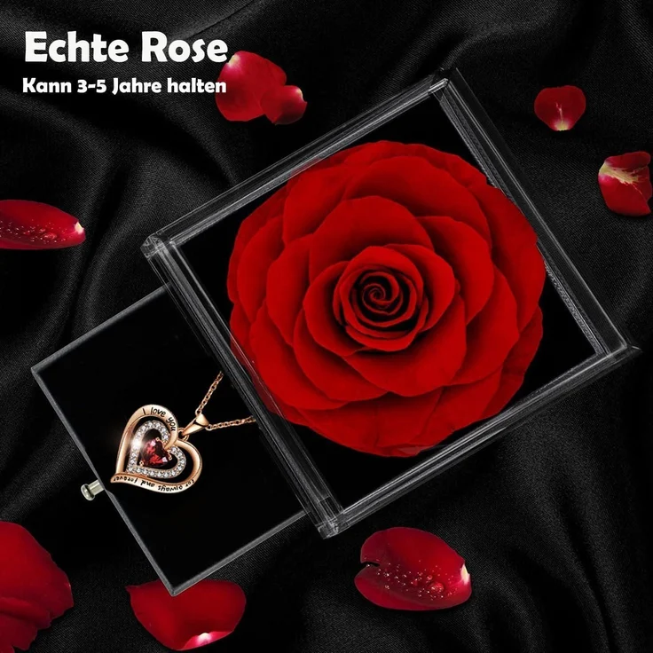 Ewige Rose Konservierte Rosenbox Geschenkbox Muttertag Valentinstag Gold – Bild 3