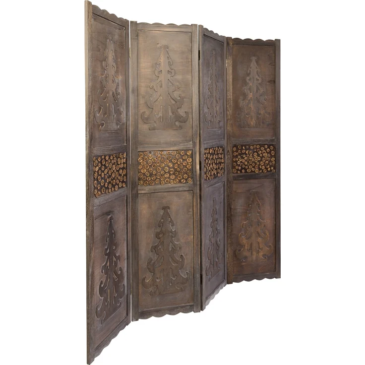 4 fach Paravent Raumteiler Holz Trennwand spanische Wand Sichtschutz Braun – Bild 7