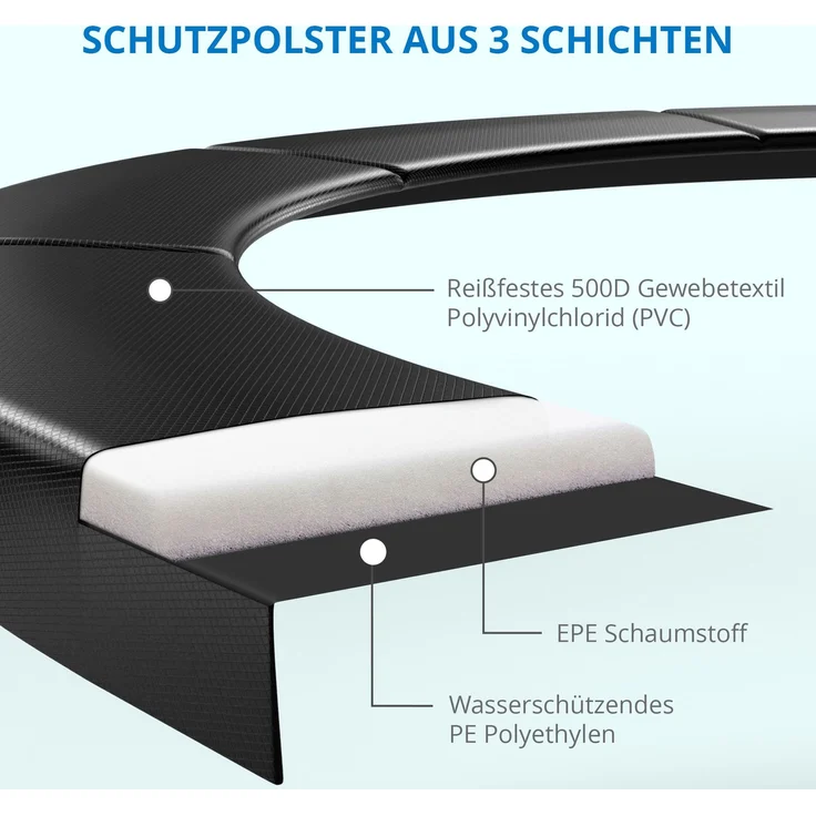 KINETIC SPORTS Trampolin Outdoor SALTO - Kindertrampolin Gartentrampolin Set mit Leiter, Netz, Randpolster, USA Sprungtuch, bis zu 160kg, Schwarz, Ø 310 cm – Bild 9