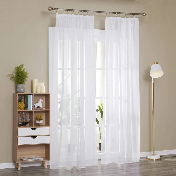 Deconovo Vorhang Gardinen Kräuselband Wohnzimmer Transparent Vorhänge für 2er Set, Store – Bild 2