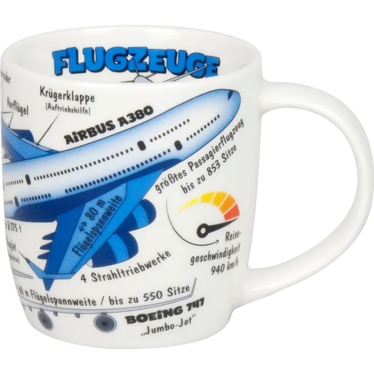 KÖNITZ 1172673028 Kid's Wissen Flugzeuge 230 ml aus Porzellan / Kinderbecher