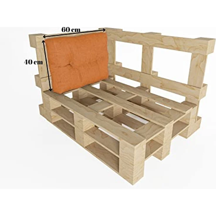 chilly pilley Palettenauflage Schaumflocken palettenkissen Palettenpolster Palettenmöbel Palettensofa Rückenlehne Sitzkissen Seitenkissen Set (3er Set Orange) – Bild 5
