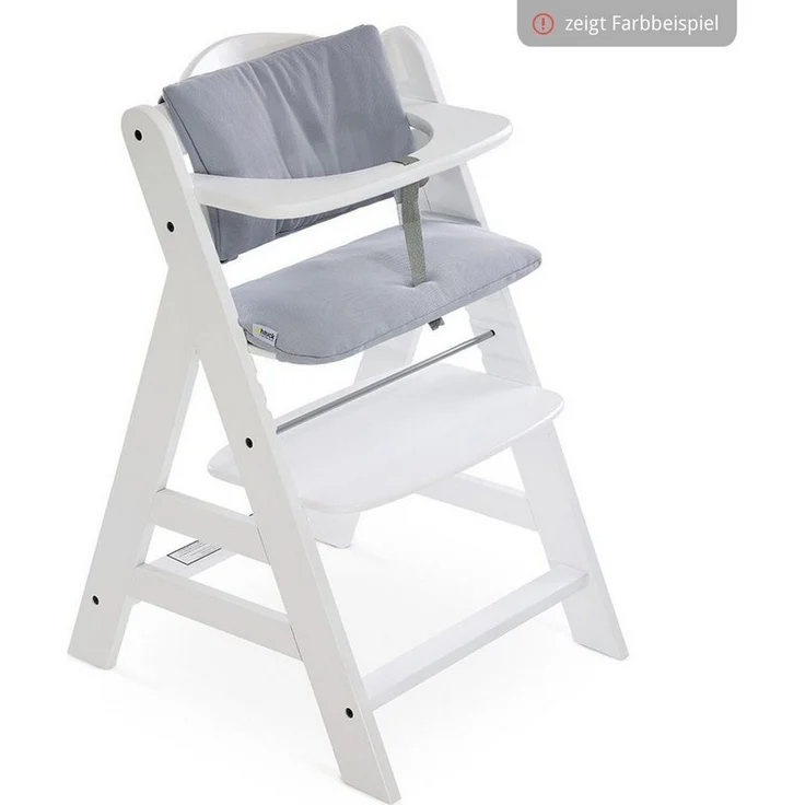 Hauck Hochstuhl Alpha Plus Grey, Mitwachsender Holz Kinderhochstuhl verstellbar mit Sitzauflage & Gurt – Bild 1