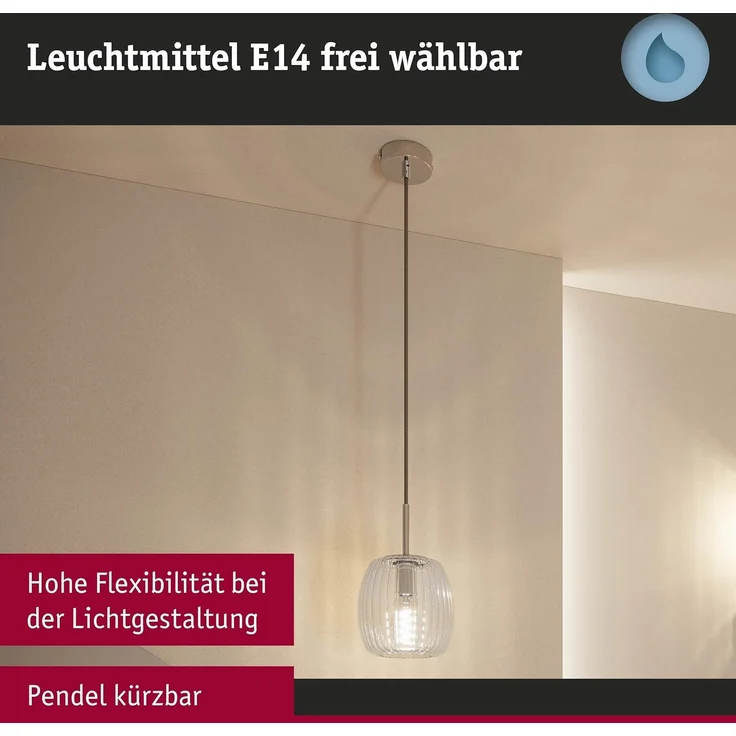 Paulmann 71143 Selection Bathroom Pendelleuchte Ruya Klarglas Chrom E14 IP44 – Bild 4