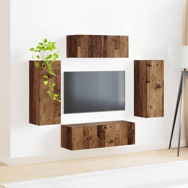 vidaXL TV-Schrankset 4 pcs Altholz Holzwerkstoff 3409166 – Bild 4