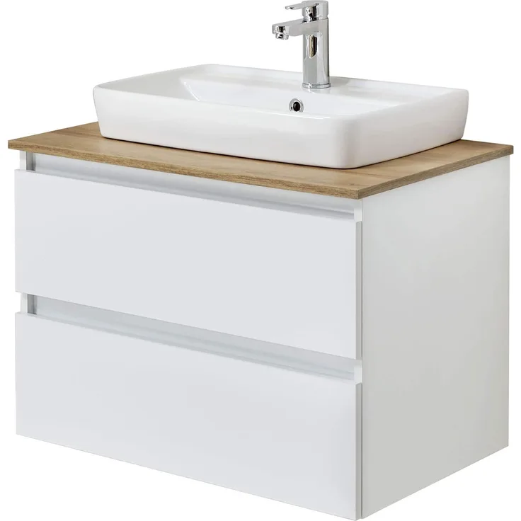 Pelipal Waschtischunterschrank Quickset 360 mit Waschbecken in Weiß Glanz, 78 cm breit | Waschplatz mit 2 Schubkästen