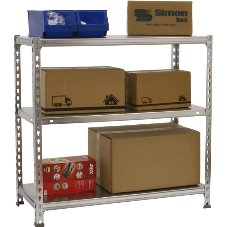 Simon Rack Ecoclick Regal mit 3 Ebenen, 70 kg Tragkraft und Biegepunkt, 900 x 1000 x 500 mm, Schwerlastregal, Garagenregal, verzinkt – Bild 4