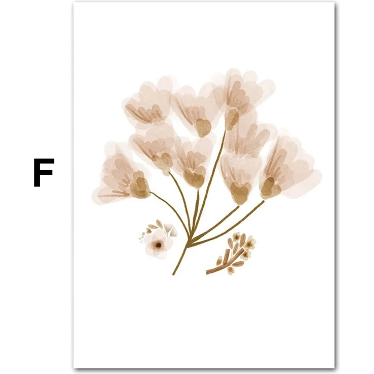Poster Kinder süße Tiere im Boho Stil Bär Reh Regenbogen Vogel und Blume als Deko Print ohne Rahmen - F / 40x 60 cm