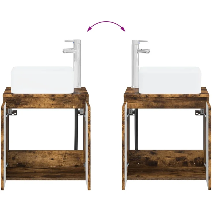 vidaXL Badezimmerschrank-Set 3 stk. Geräucherte Eiche 129 x 41 x 80 cm 3405642 – Bild 11