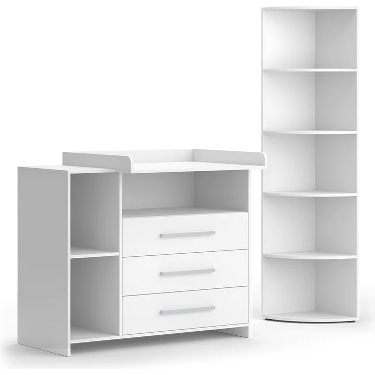Kinderzimmer-Set Oskar Weiß 2 Teile, mit Wickelkommode und Spielzeugregal Vicco