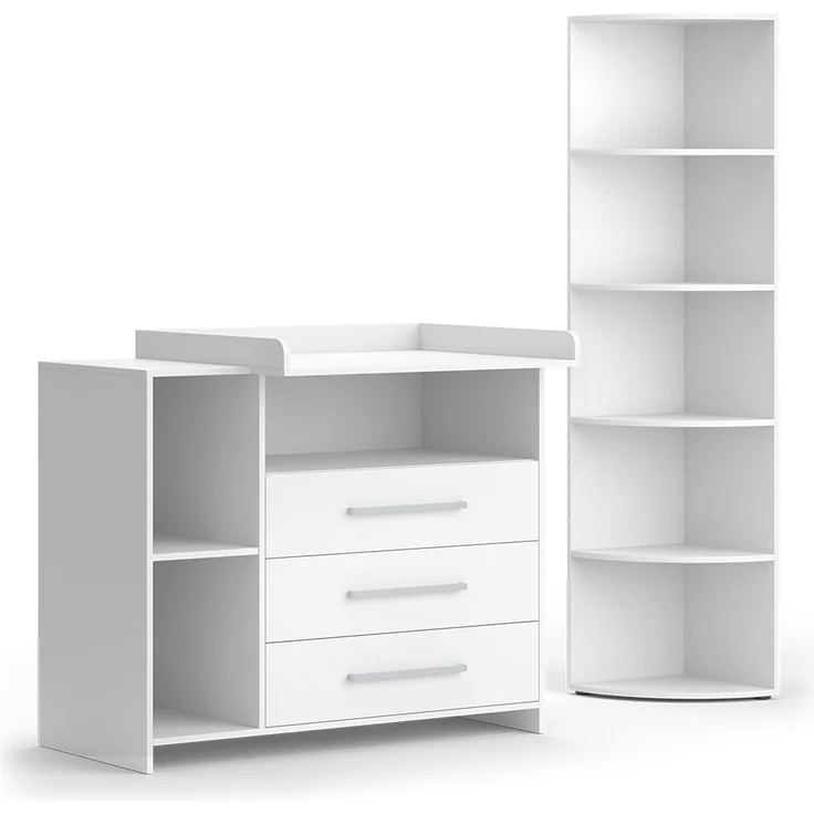 Kinderzimmer-Set Oskar Weiß 2 Teile, mit Wickelkommode und Spielzeugregal Vicco – Bild 1