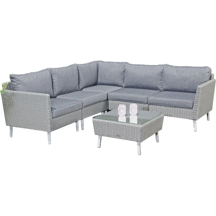 SunnySmart 2-teilige Loungegruppe Lancaster Aluminium mit Kunststoffgeflecht rustic-vintage